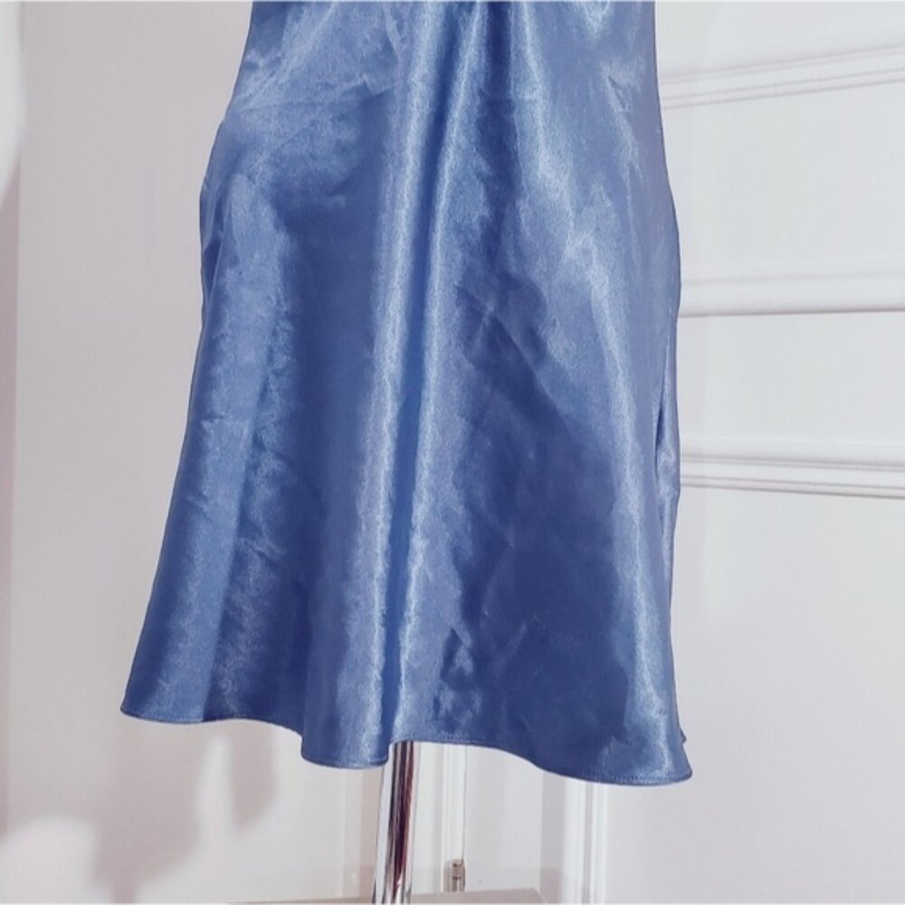 LA SENZA Steel Blue Satin Slip Dress with V String Low Back Detailing - Picture 11 of 16